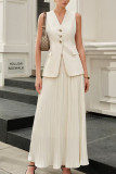 Solid Color Casual Pleated High Waisted Skirt
