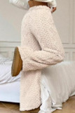 Plush Warm Elastic Waist Wide Leg Pants