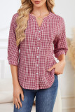 Solid Color Pleated Nine Quarter Sleeve Shirt