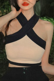 Hanging Neck Sleeveless Knitted Vest