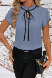 Round Neck Strap Printed Short Sleeved Shirt
