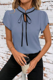 Round Neck Strap Printed Short Sleeved Shirt