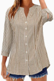 Solid Color Pleated Nine Quarter Sleeve Shirt