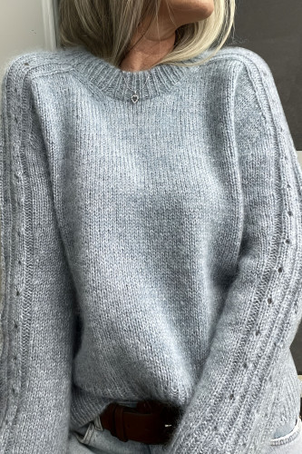 Grey Round Neck Long Sleeved Sweater