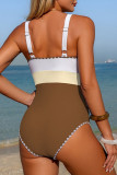 Sleeveless Contrasting One-piece Swimsuit