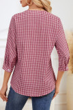 Solid Color Pleated Nine Quarter Sleeve Shirt