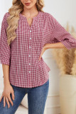 Solid Color Pleated Nine Quarter Sleeve Shirt