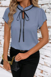 Round Neck Strap Printed Short Sleeved Shirt