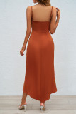 Solid Color Suspender Waist Cinching Dress
