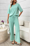 Short Sleeved Shirt Straight Leg Pants Two-piece Set