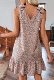 V-neck Bow Floral Vest Sleeveless Dress