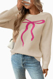 Retro Casual Bow Jacquard Long Sleeve Sweater