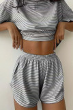 Round Neck Short Sleeved Shirt Shorts Two-piece Set