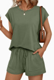 Round Neck Short Sleeved Shirt Shorts Two-piece Set