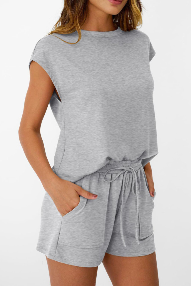 Round Neck Short Sleeved Shirt Shorts Two-piece Set