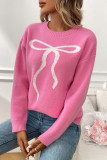 Retro Casual Bow Jacquard Long Sleeve Sweater