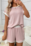 Round Neck Short Sleeved Shorts Two-piece Set