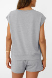 Round Neck Short Sleeved Shirt Shorts Two-piece Set