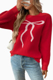Retro Casual Bow Jacquard Long Sleeve Sweater