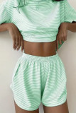 Round Neck Short Sleeved Shirt Shorts Two-piece Set
