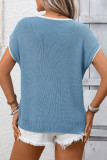 Round Neck Contrasting Short Sleeved Sweater