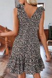 V-neck Bow Floral Vest Sleeveless Dress