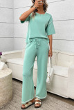 Short Sleeved Shirt Straight Leg Pants Two-piece Set