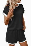 Round Neck Short Sleeved Shorts Two-piece Set