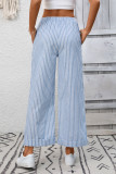 High Waisted Striped Straight Leg Cropped Pants