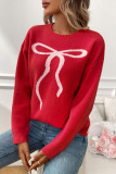 Retro Casual Bow Jacquard Long Sleeve Sweater