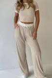Sports Short Sleeved Wide Leg Pants Two-piece Set