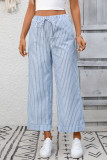 High Waisted Striped Straight Leg Cropped Pants