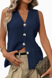 Solid Color Sleeveless Vest Cardigan Sweater