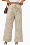High Waisted Striped Straight Leg Cropped Pants