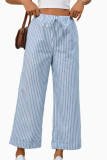 High Waisted Striped Straight Leg Cropped Pants