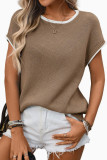 Round Neck Contrasting Short Sleeved Sweater