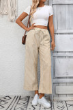 High Waisted Striped Straight Leg Cropped Pants
