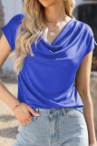Stacked Collar Solid Color Short Sleeved Shirt