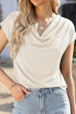 Stacked Collar Solid Color Short Sleeved Shirt
