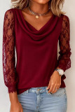 Swing Collar Lace Long Sleeved T-shirt