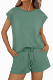 Round Neck Loose Short Sleeved Shorts Two-piece Set