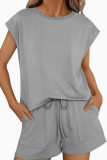 Round Neck Loose Short Sleeved Shorts Two-piece Set