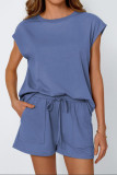 Round Neck Loose Short Sleeved Shorts Two-piece Set