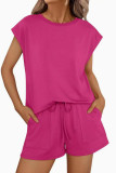 Round Neck Loose Short Sleeved Shorts Two-piece Set