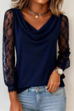 Swing Collar Lace Long Sleeved T-shirt