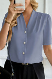 Spring Summer New Button Down Short Sleeve Blouse