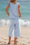 Crew Neck Sleeveless Top Length Pants 2 Piece Set