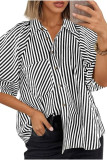 Short Puff Sleeve Button Down Blouse