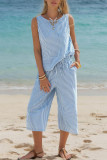 Crew Neck Sleeveless Top Length Pants 2 Piece Set