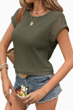 Waffle Knitted Lace Short Sleeved T-shirt